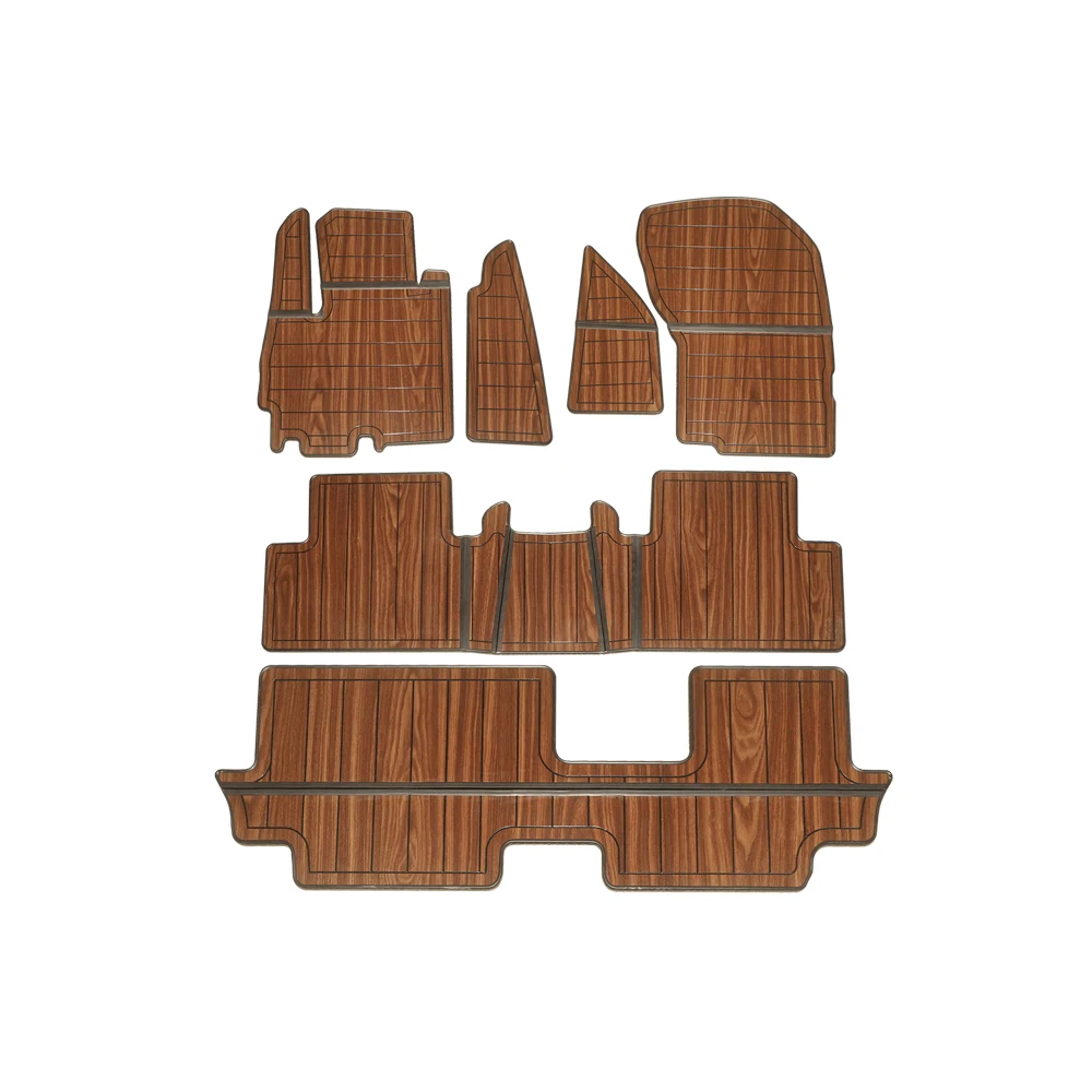 

For Mitsubishi Outlander 2013-2020 Car Accessories Floor Mats 7 Seats All Set Synthetic Wood Tray Wooden Pad Foot Mat Carpets