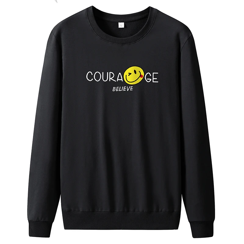 

Cotton men's round neck T-shirt with smiling face pattern best seller