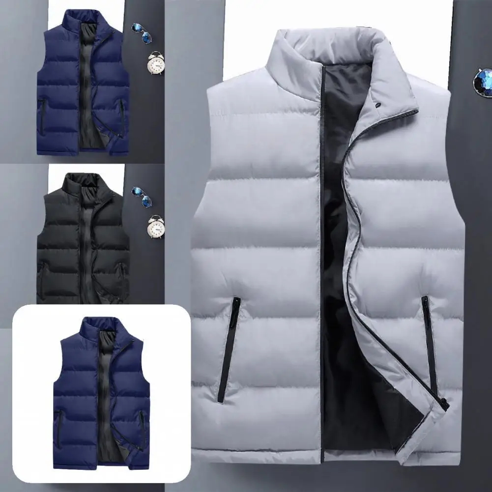 

Wind-proof Hem Polyester Antifreeze Zipper Comfortable Men Vest for Work