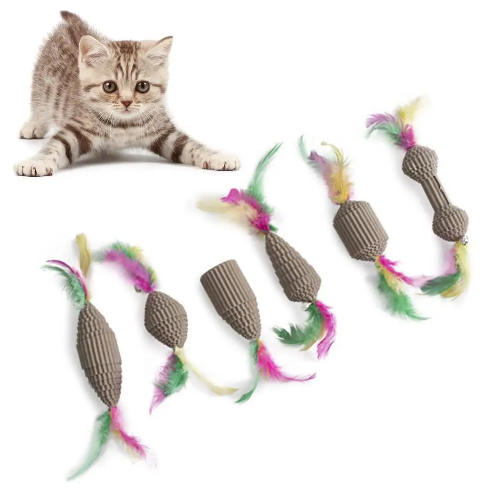 Мини гофрированная бумага смешные мягкие животные кошка котенок Когтеточка перо