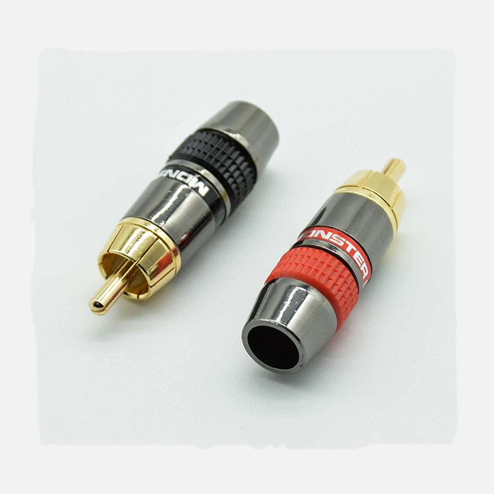 2 шт./1 пара красные черные RCA позолоченные чистая Медь цинковый сплав Монстр