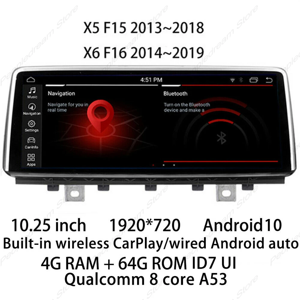 

Android 10 4G+64G For BMW X5 X6 F15 2013~2018 Car Multimedia Player Navigation GPS Radio Autoradio WiFi DSP CarPlay BT Canbus