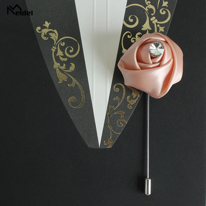 Булавка Meldel для мужчин Шелковая Роза булавка бутоньерки цветы Алмазный Декор