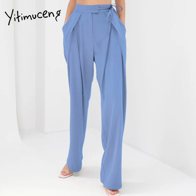 Зеленые повседневные брюки Yitimuceng для женщин офисные женские свободные хаки
