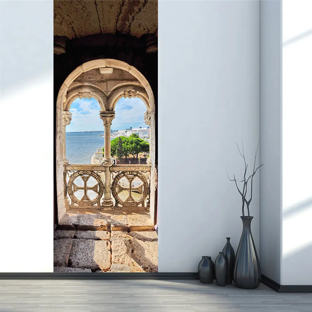 2 шт./компл. декоративные 3D наклейки на дверь Морского Пейзажа|Дверные наклейки| |