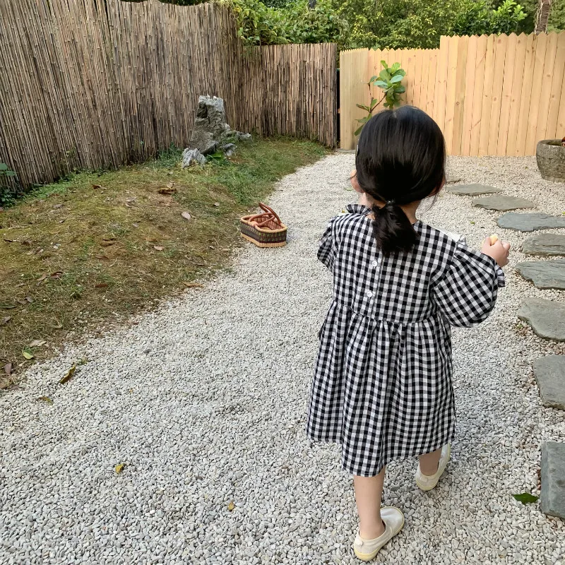 Новое поступление весеннее хлопковое клетчатое модное платье принцессы в