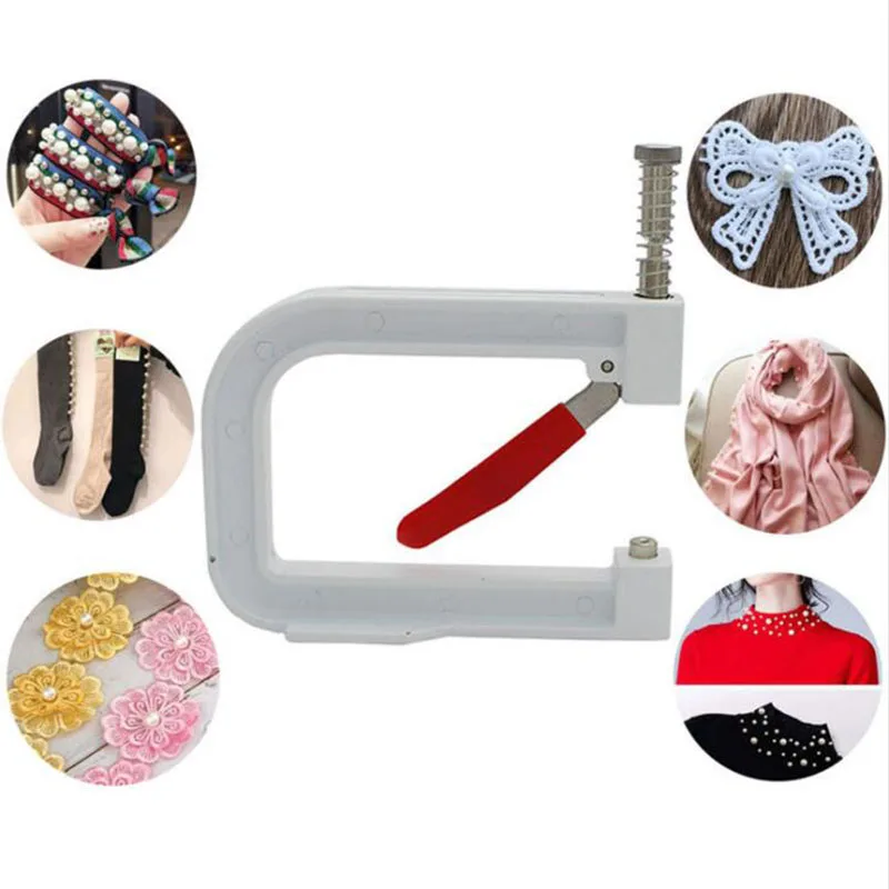 1Set Manual Nailed Bead Machine Clothing Manual Pearl Cap Bead Rivet Craft for DIY Repair Knitting Lace Hat Hair Tools