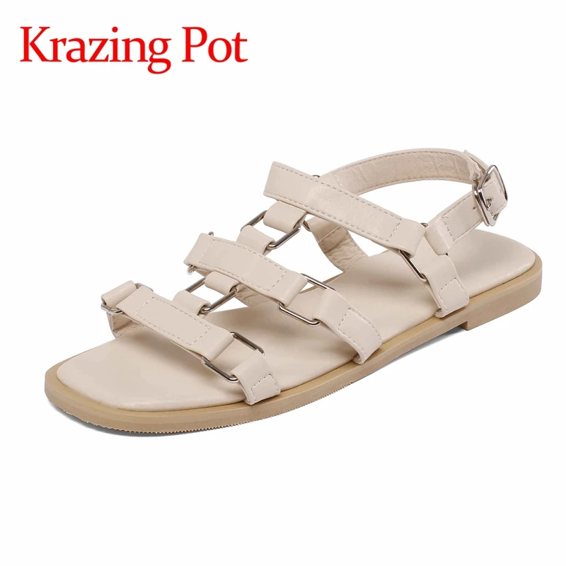 

Krazing pot/обувь с открытым носком на низком каблуке; Натуральная кожа высокого качества во французском романтическом стиле maiden платья для леди...