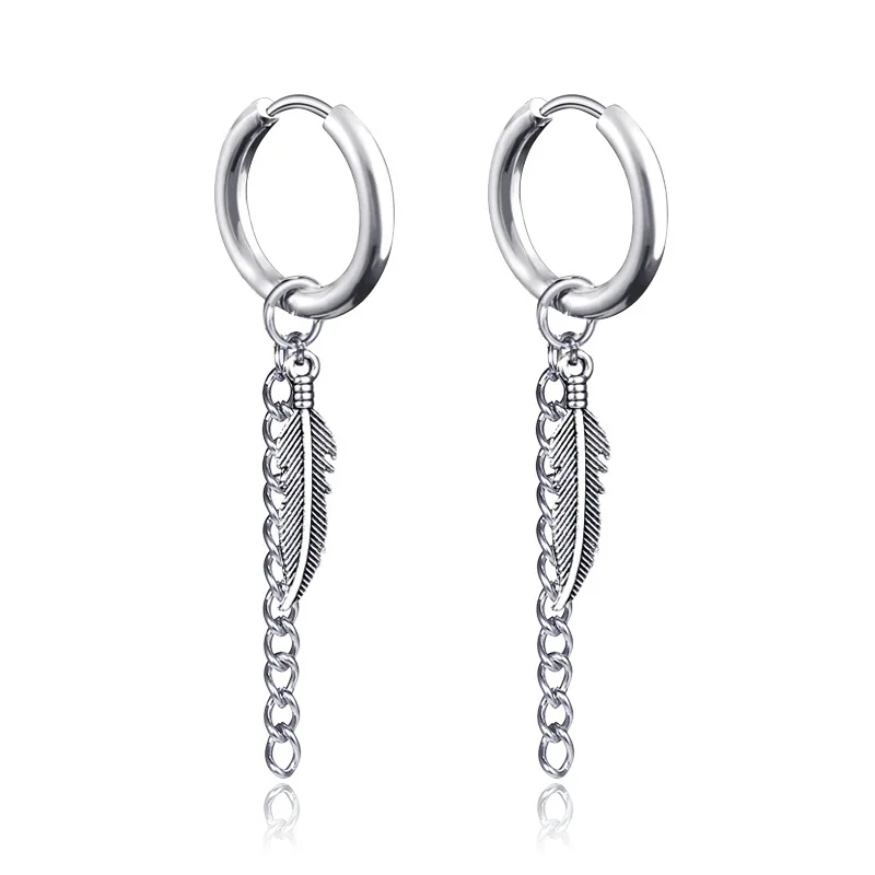 

1 Pcs Korean Tassel Chain Earrings Tide Earless Titanium Steel Tassel Earrings