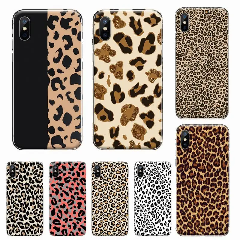 

Leopard Print Fashion luxury Phone Case Transparent soft For iphone 12 11 13 7 8 6 s plus x xs xr pro max mini