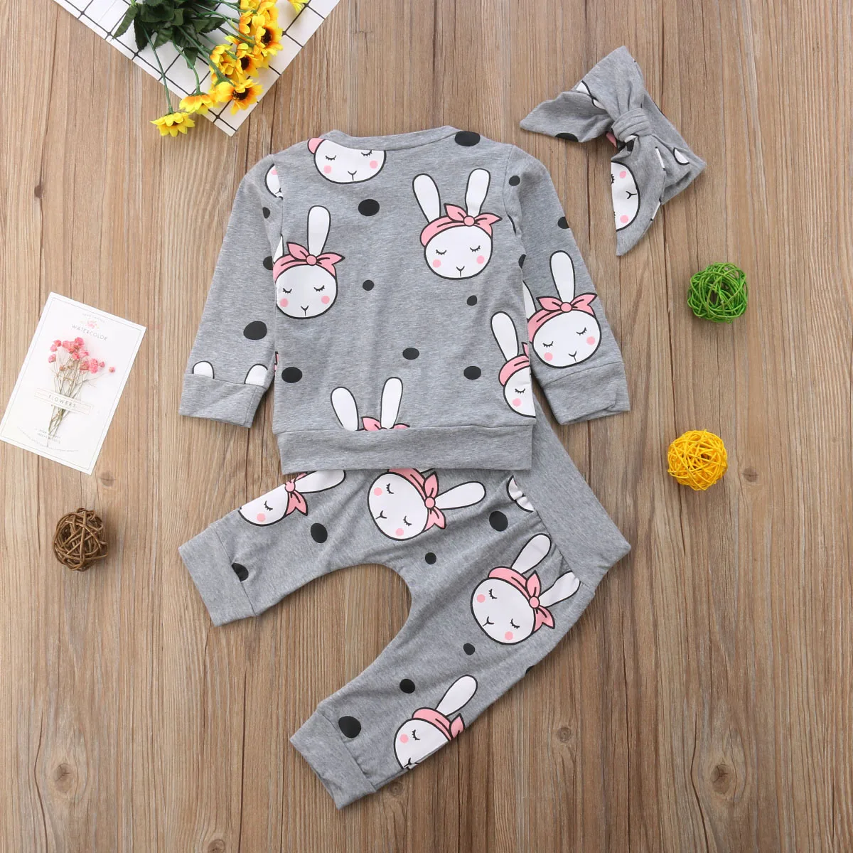 Комплект одежды для новорожденных кофта с длинным рукавом мультяшный кролик