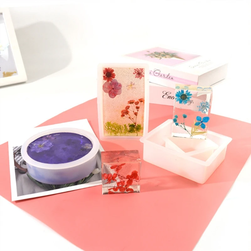 

8 Pcs Dried Flower Specimen Epoxy Resin Mold 3D Box Decorations Silicone Mould DIY Crafts Ornaments Casting Tool