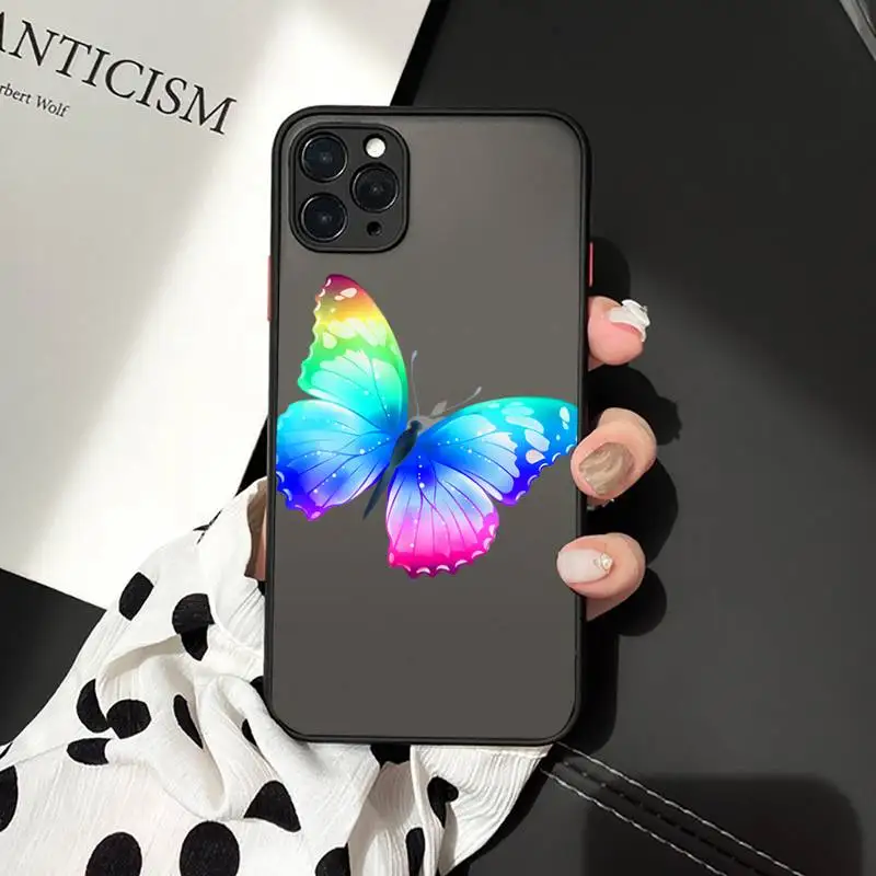 

Cute Butterfly Phone Cases matte transparent For iphone 7 8 11 12 plus mini x xs xr pro max cover