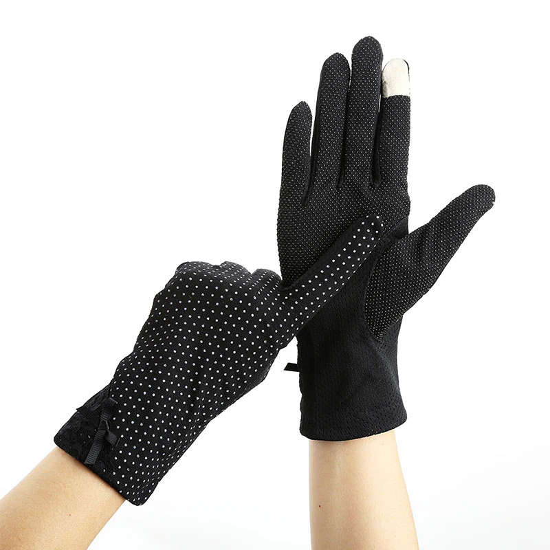 

Touch Screen Driving Gloves Dots Print Sunscreen Gloves Summer Gloves Cotton Women Gloves Small Thin Breathable Anti UV