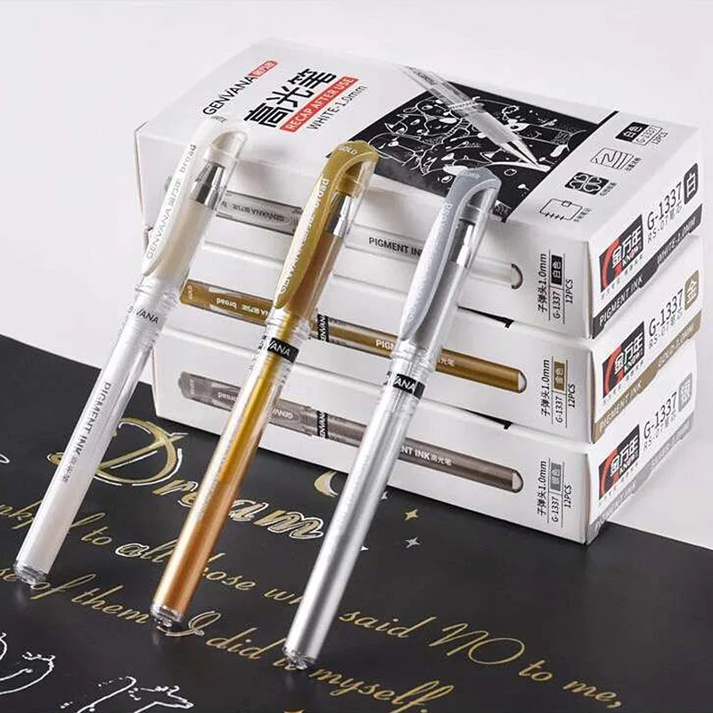 

3pcs/lot White Glod Silver Highlight Art Painting Pen 1.0mm Creative Waterproof Marker Paint Pen School Stationery Supplies