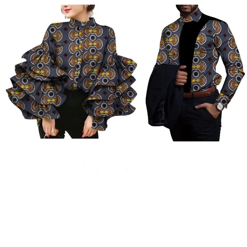 

Lover Clothing Women Blouse and Men Shirt WY8635+WYN81