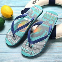 summer men slippers flat flip flops beach shoes indoor outdoor bathroom cartoon pattern eva shoes slippers male shoes tx294