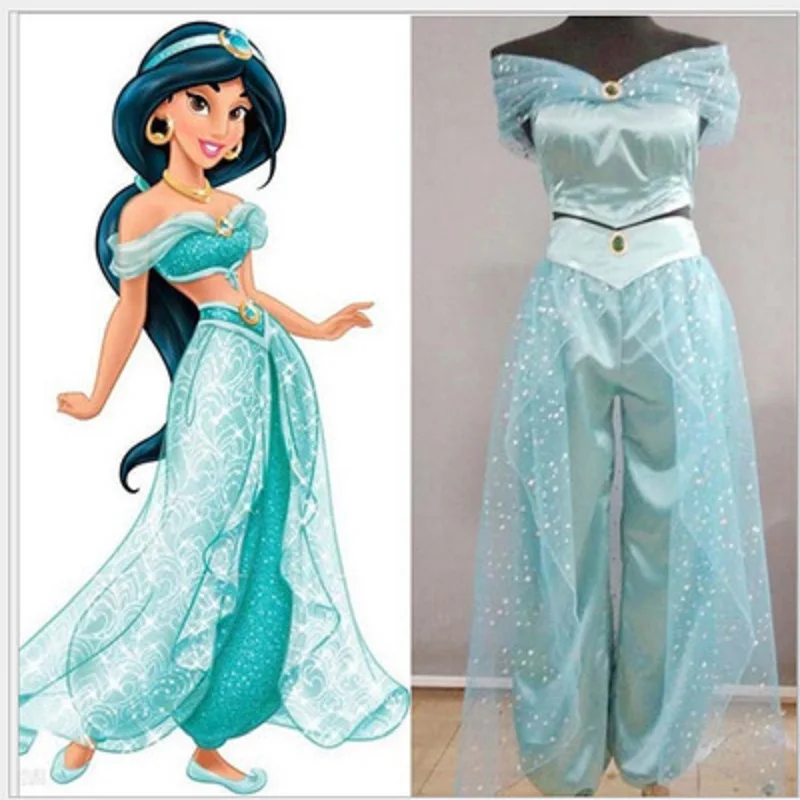 adult kid girl aladdins lamp jasmine costume dresses princess costumes for the halloween party belly dance free global shipping