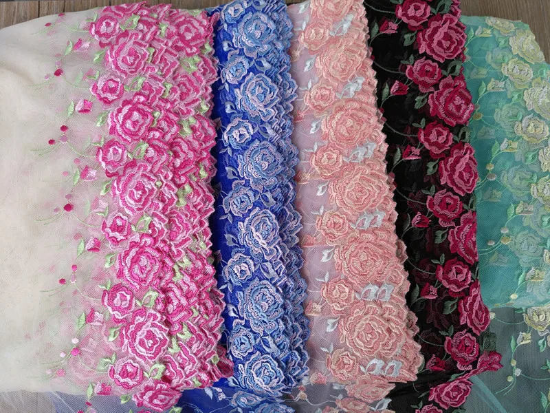 13 ярдов Роза цветок светильник зеленый 20 см кружевная ткань с широкой отделкой