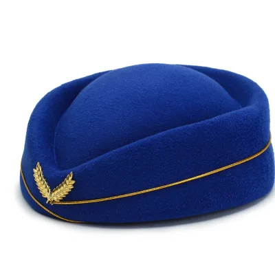 Royal Blue Трендовая шерстяная фетровая Pillbox Air Hostesses, берет, шапка, Базовая Кепка, стюардесса, курсант, сексуальная официальная форма, шляпы зимние шапки, аксессуар - Цвет: Royal Blue