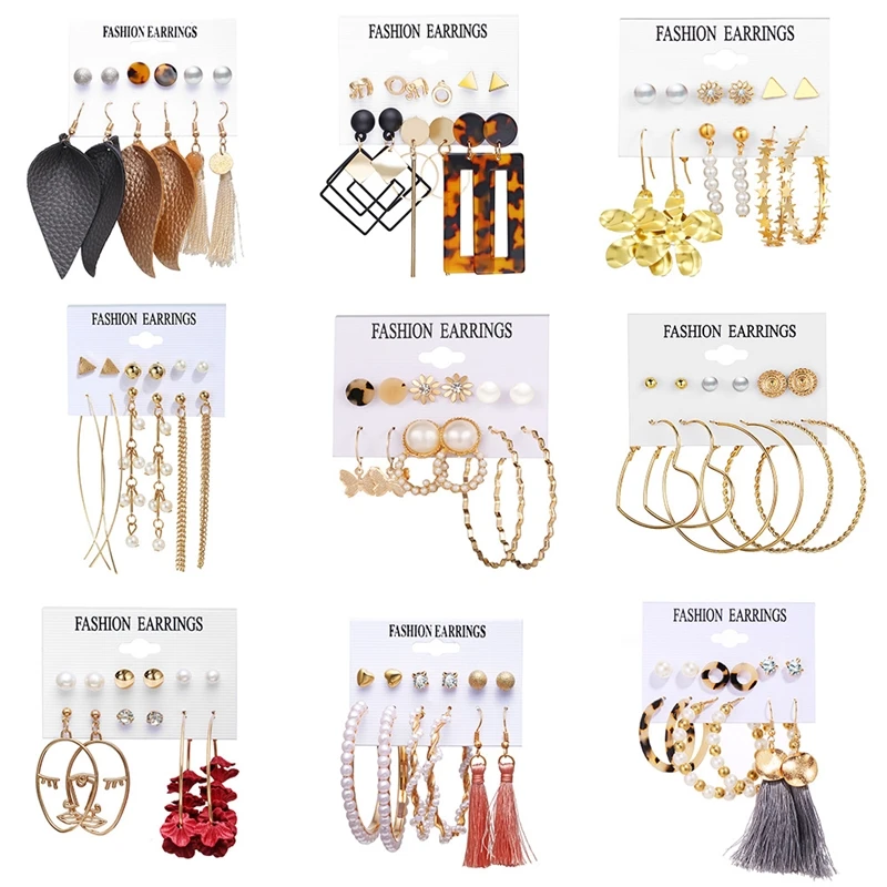 

Hanzhishang Tassel Earrings creative simple acrylic Earring Set 6 pairs