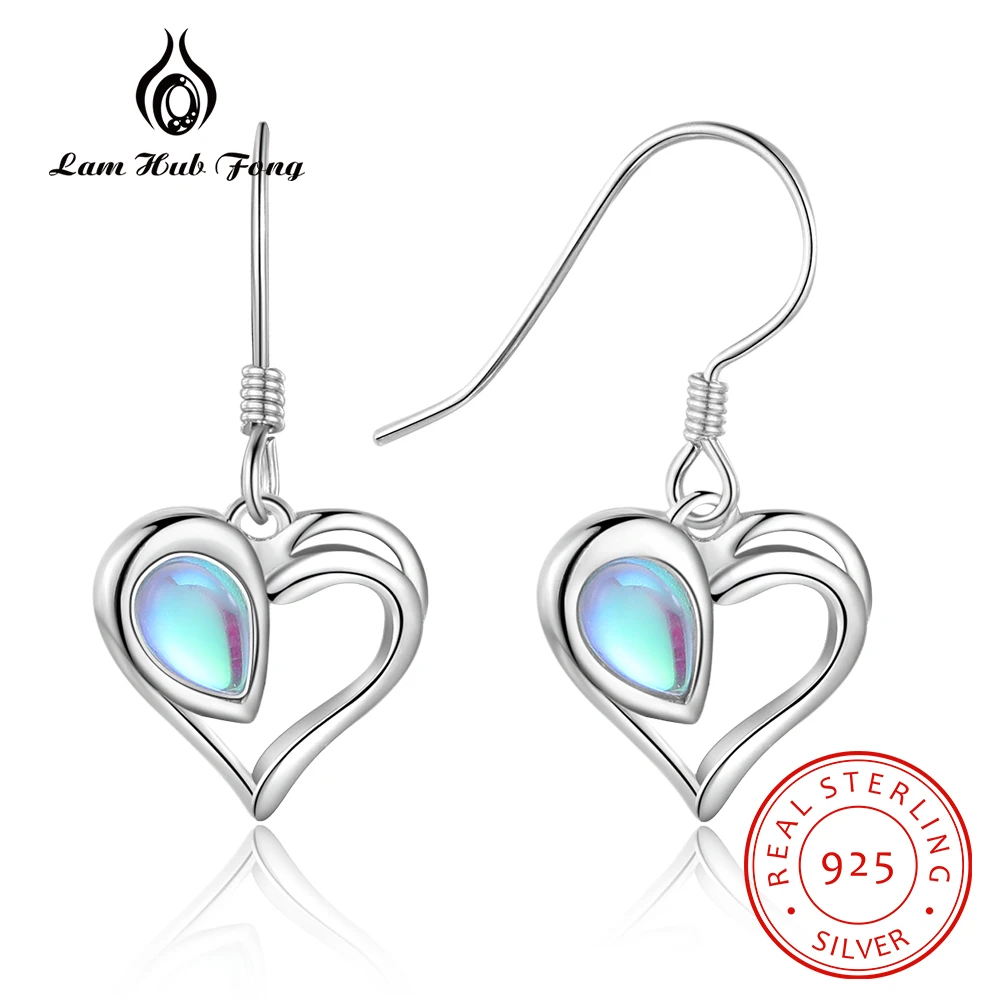 

Heart Drop Earrings 925 Sterling Silver Water Drop Moonstone Earrings Korean Style Dangle Earrings Engagement Gift Fine Jewelry