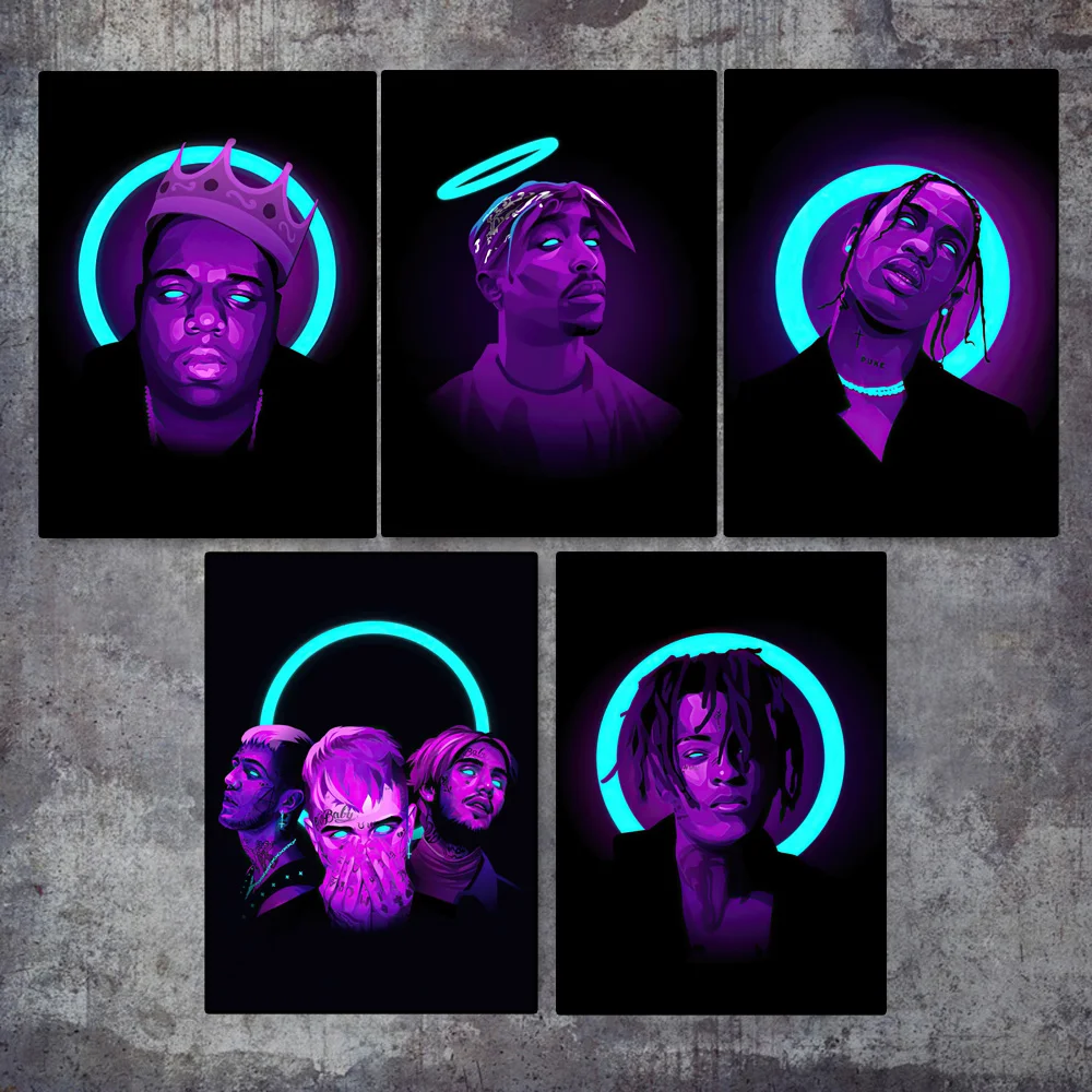 

Tupac Shakur Famous Hip Hop Rap Music Singer Stars Modern Wall Art Poster Canvas Painting in Livingroom Home Decor No Frame