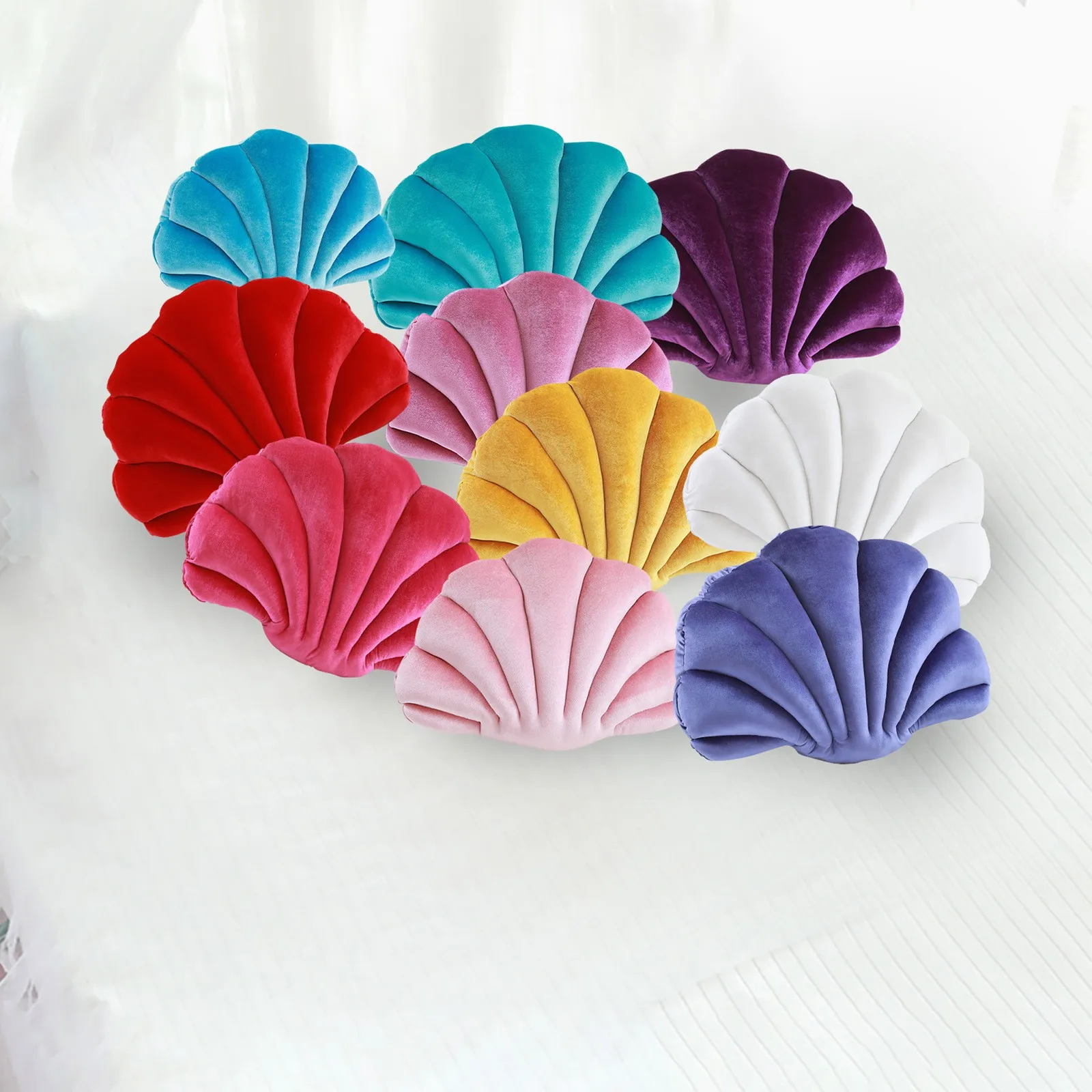 Новинка 2021 роскошная фиолетовая бархатная набивная подушка в виде ракушки