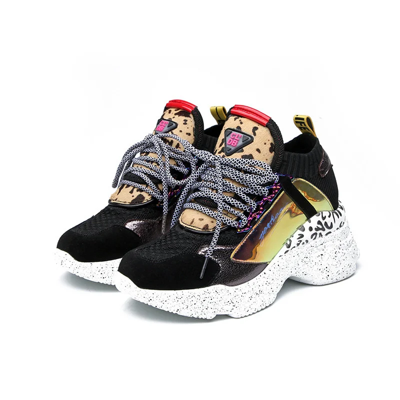 

2021 summer new Shoes with thick soles leather knitted sports shoes in autumn