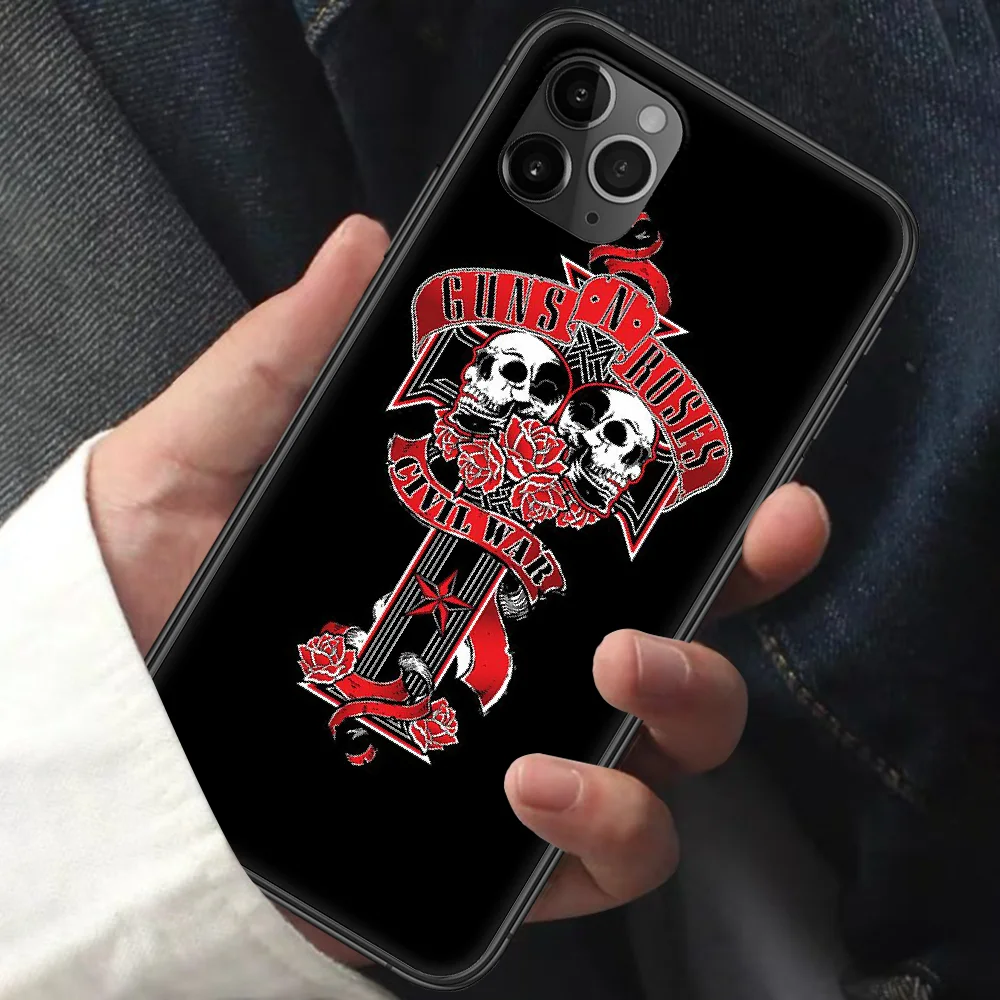 

Rock Band popular Guns N' Roses Phone Case For Iphone 11 12 Mini PRO XR X XS MAX 6 6s 7 8 Plus 5 5s SE 2020 black Back Pretty