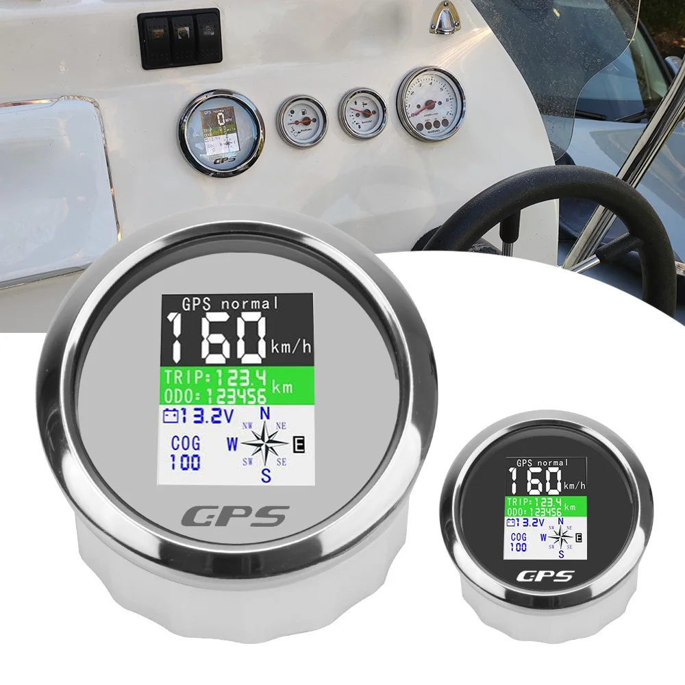 85mm Waterproof For Motor Yacht Boat Car Outboard Engine Digital GPS Speedometer Odometer Gauge ODO COG Voltmeter +GPS Antenna