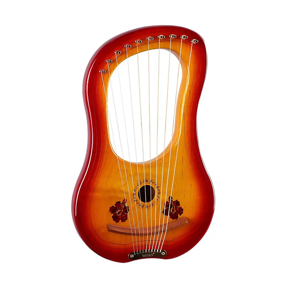 Высокое качество 10-String деревянный Лира Арфы металлическими струнами из красного