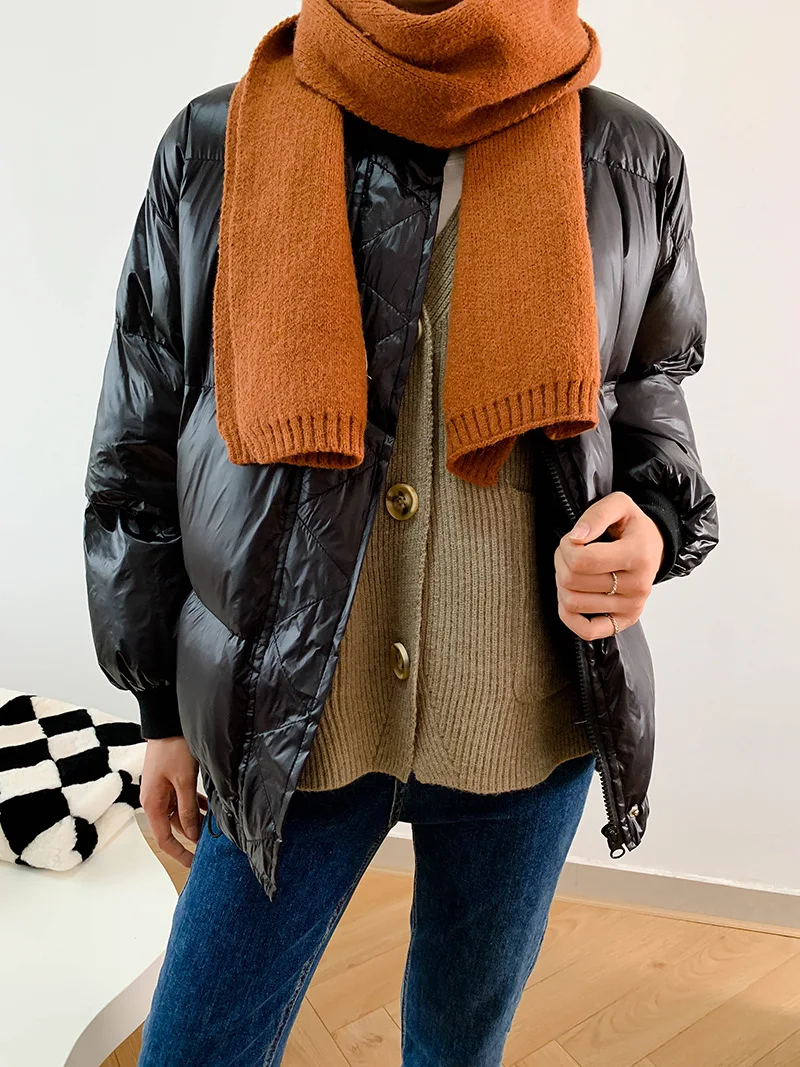 

HXJJP 2021 Winter New Thickened Down Cotton Coat Women's Short Solid Color Baseball Bread Jackets Female Winter Parkas