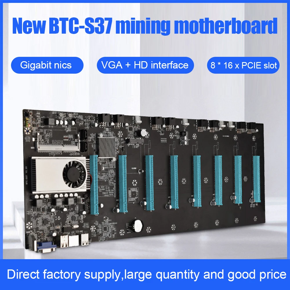 

BTC-S37 T37 D37 3 Types Mining Motherboard CPU Set 8 Miner Video Card Slot Memory Adapter Integrated VGA Interface Low Power