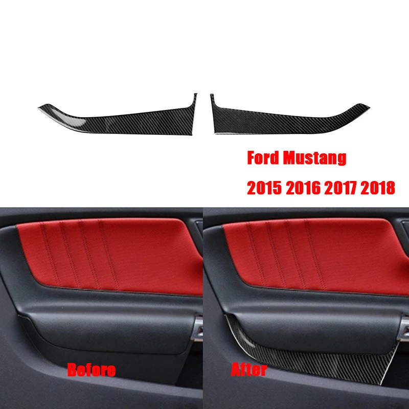 

For Mustang Carbon Fiber 2pc/lot Car Door Panel Auto Sticker Car Accessories Interior Decoration Cover 2015-2019 Styling