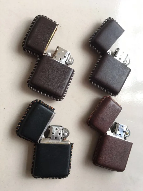 Hand-stitched cowhide leather protective sleeve lighter holster for Zippo Cover