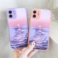 beautiful purple sunset by the sea case for iphone 11 12 13 pro xs max 7 8 plus x xr 12 mini se 2020 matte shockproof back cover