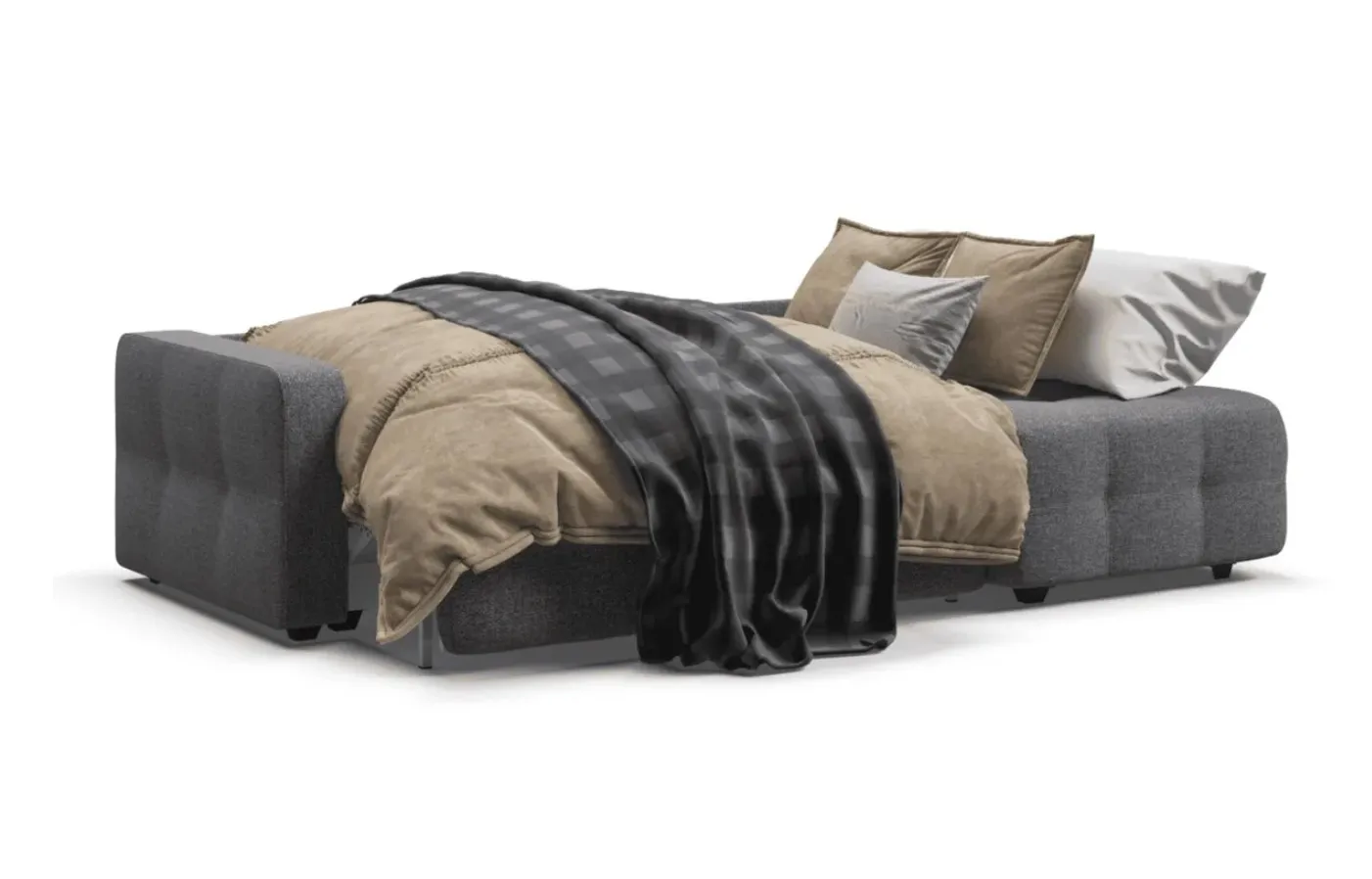 L Shaped Conversible Sofa Modern Fabric Upholstered Bed with Storage Living Room Furniture for Apartment 235x165x89 cm | Мебель