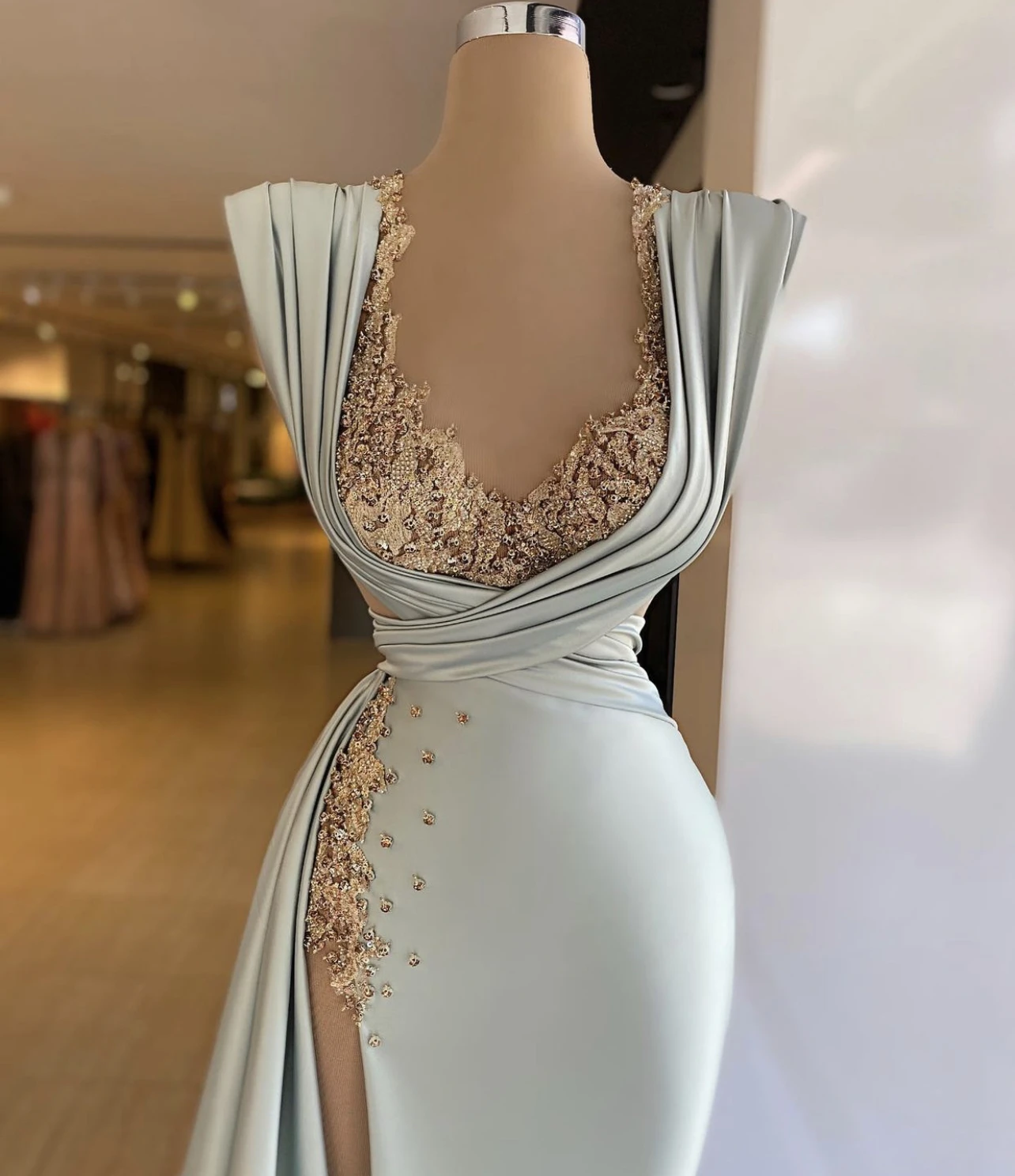 

YILIBER Evening dresses 2021 vintage vlack pearls long sleeves evening gowns beading prom dresses for women short dresses