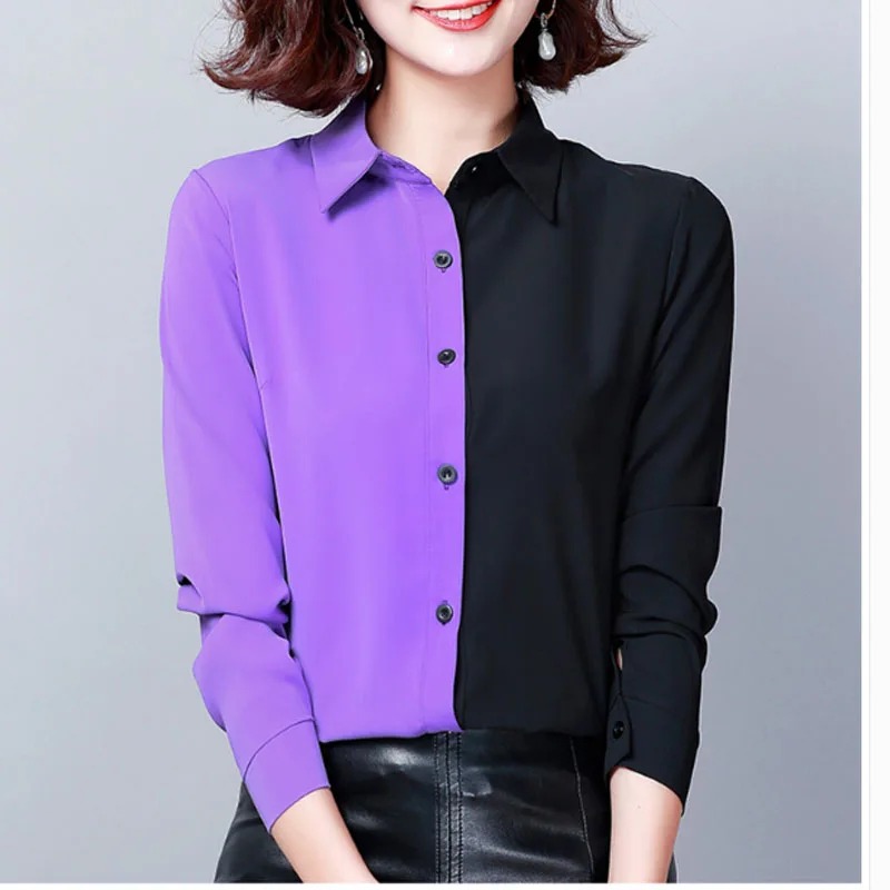 Блузы размера плюс женские рубашки 2021 осень отложной воротник повседневные