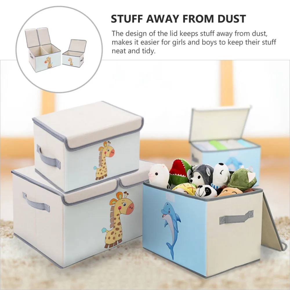 

2Pcs Kids Box Lovely Storage Box Practical Organizer for Nursery