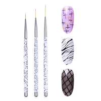 3pc marble nail art liner brushes uv gel painting nail striping pens tools for strokes details blending french grid diy tips