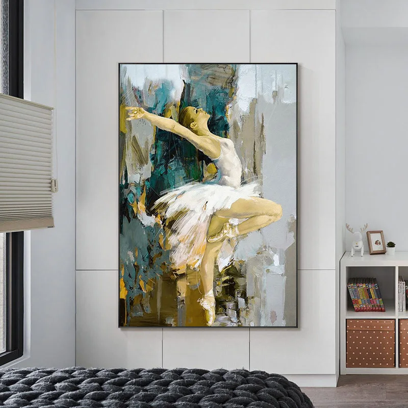 

Dancing Ballerina Canvas Painting Ballet Dancer Painted Abstract Girl Paintings Wall Art Pictures for Home Living Room Decor
