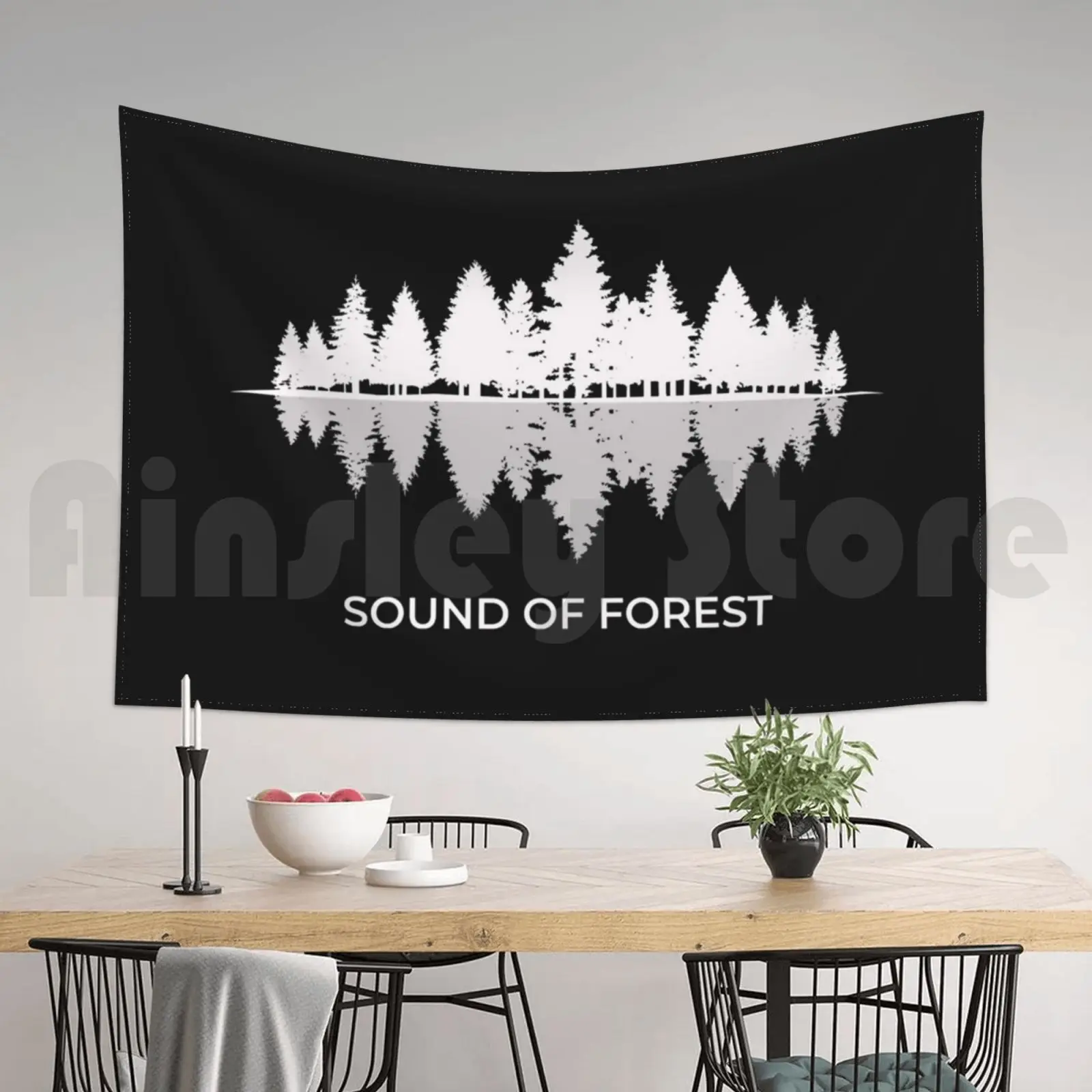 Настенный гобелен с изображением леса природный звук музыка цитаты голубые