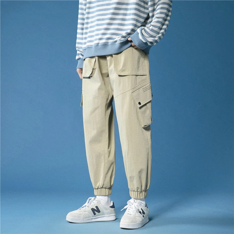 

2021 New Men Cargo Pants Designer Sweatpants Streetwear Casual Cargo Joggers Hip Hop Harem Multi-pocket Korean Plus Size Length