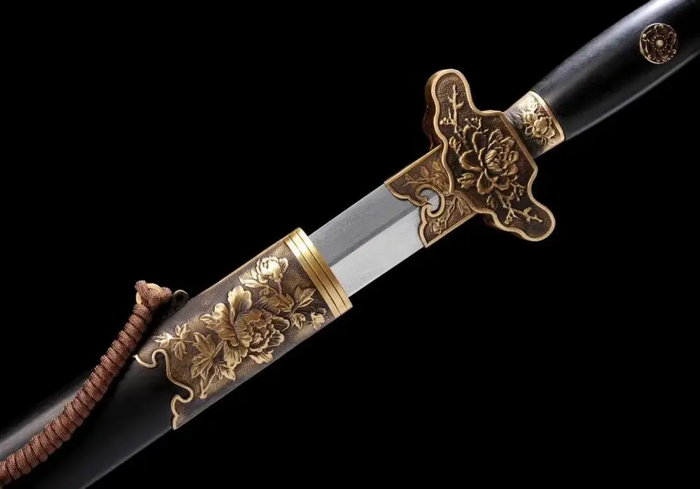 

Quality WUSHU Sword Tai Ji blade falchion Damascus Steel Blade classical Kung Fu sword peony design