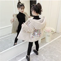 princess kids cartoon embroidered woolen hooded jacket coat for childrens autumn winter clothing outwear