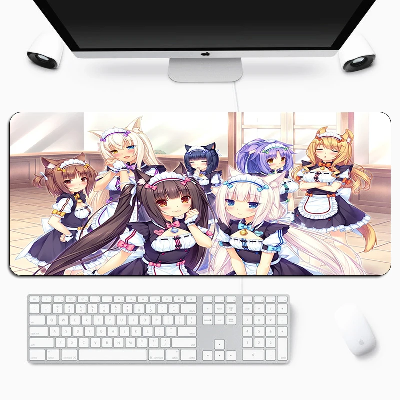 

NEKOPARA Gaming Mouse Pad Gamer Anime Large XL Mousepad Locking Edge Computer Sexy Girl Rubber 70x30cmKeyboard PC Desk Mat