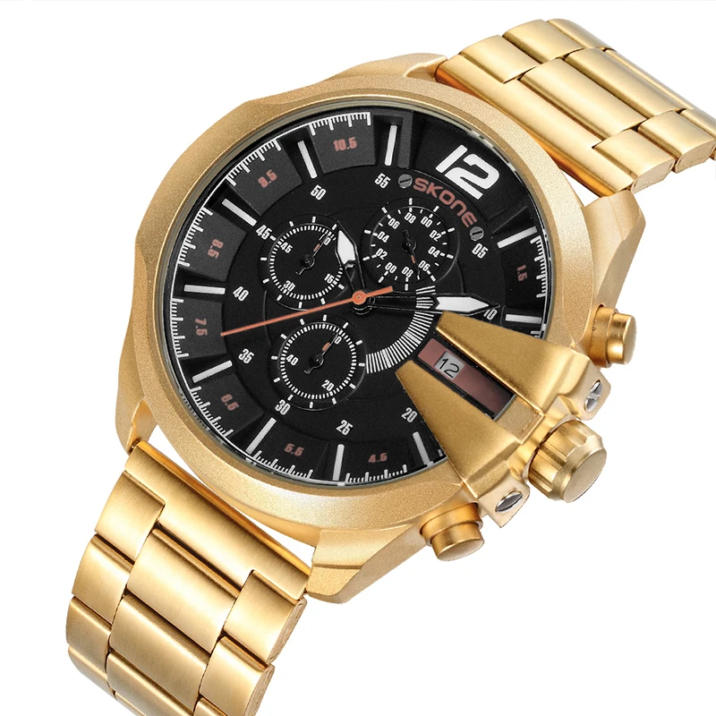 Часы наручные SKONE Мужские кварцевые роскошные брендовые в стиле милитари из