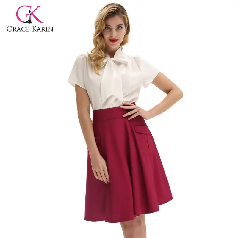 Grace Karin винтажная расклешенная трапециевидная юбка для женщин высокая талия